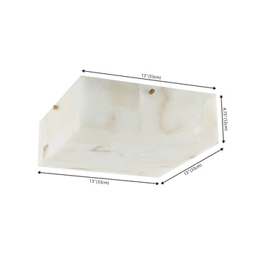 Giulia 13" 2-Light Modern Contemporary Alabaster/Iron Square LED Flush Mount - JONATHAN Y